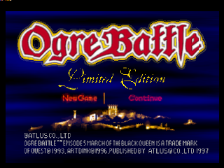 Ogre Battle title screen for Playstation